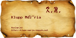 Klupp Mária névjegykártya